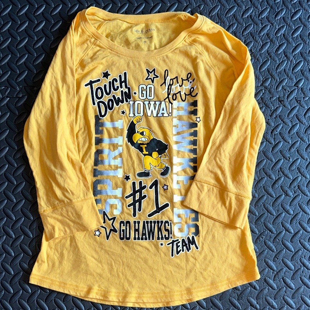 5th & Ocean Kids Yellow Iowa Hawkeyes Long Sleeve Tee